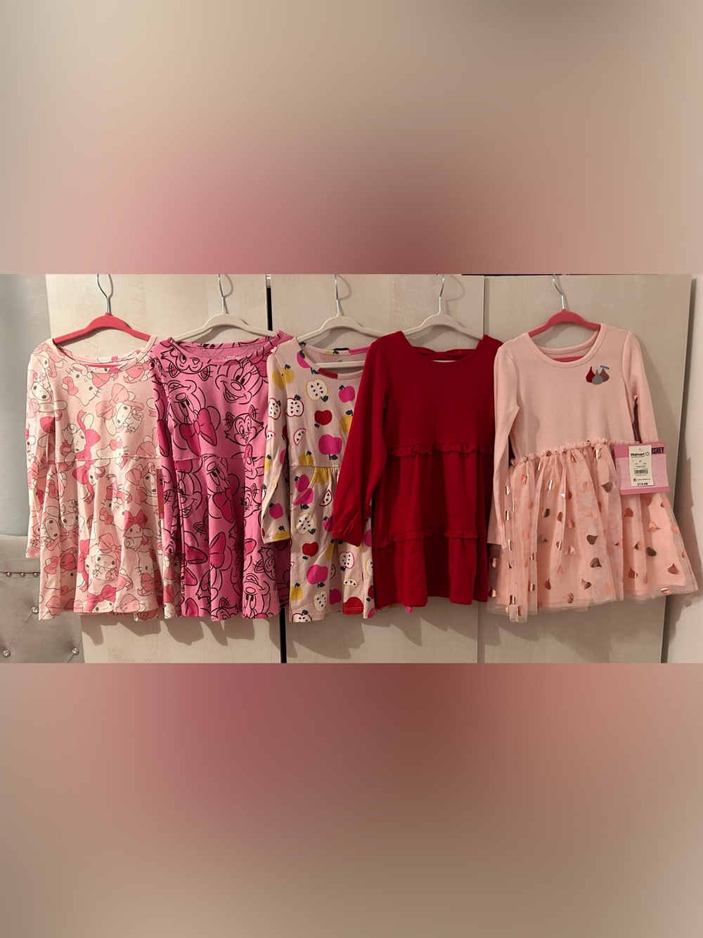 Girls' Red Ruffle Long-Sleeve Dress